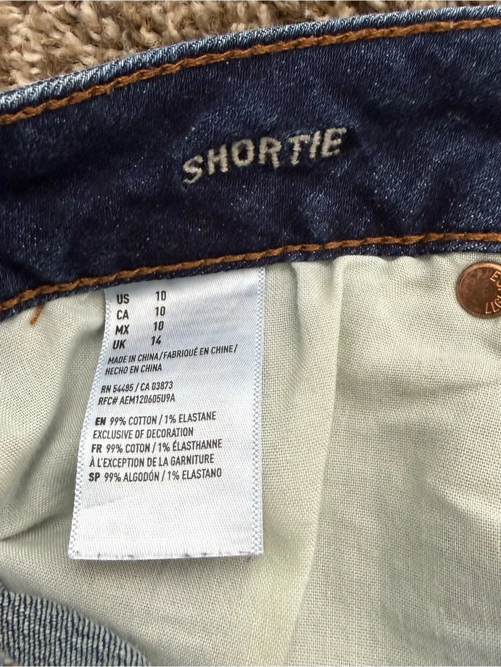 American Eagle Outfitters Dark Blue Distressed Denim Shorts - Size 10